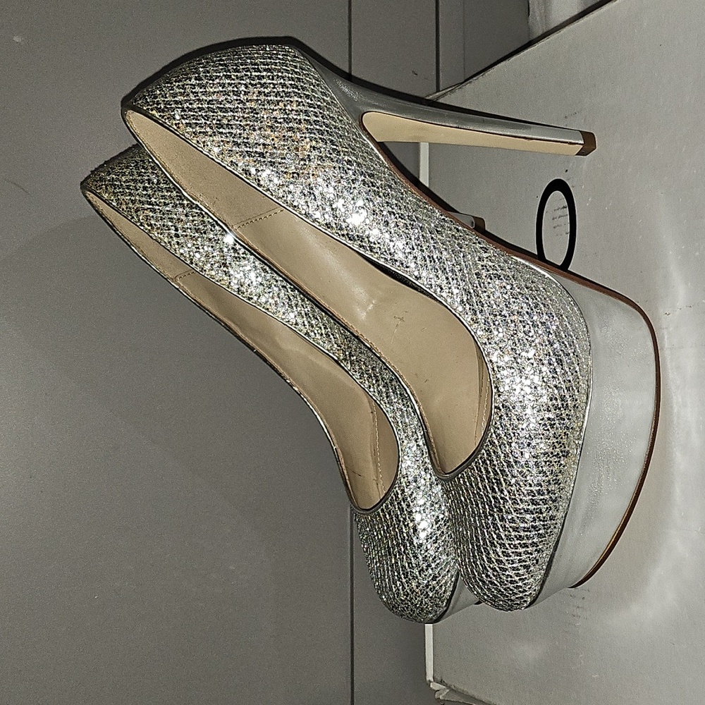 Aldo Fran Silver Platform Heels Size 8 - Picture 4 of 16